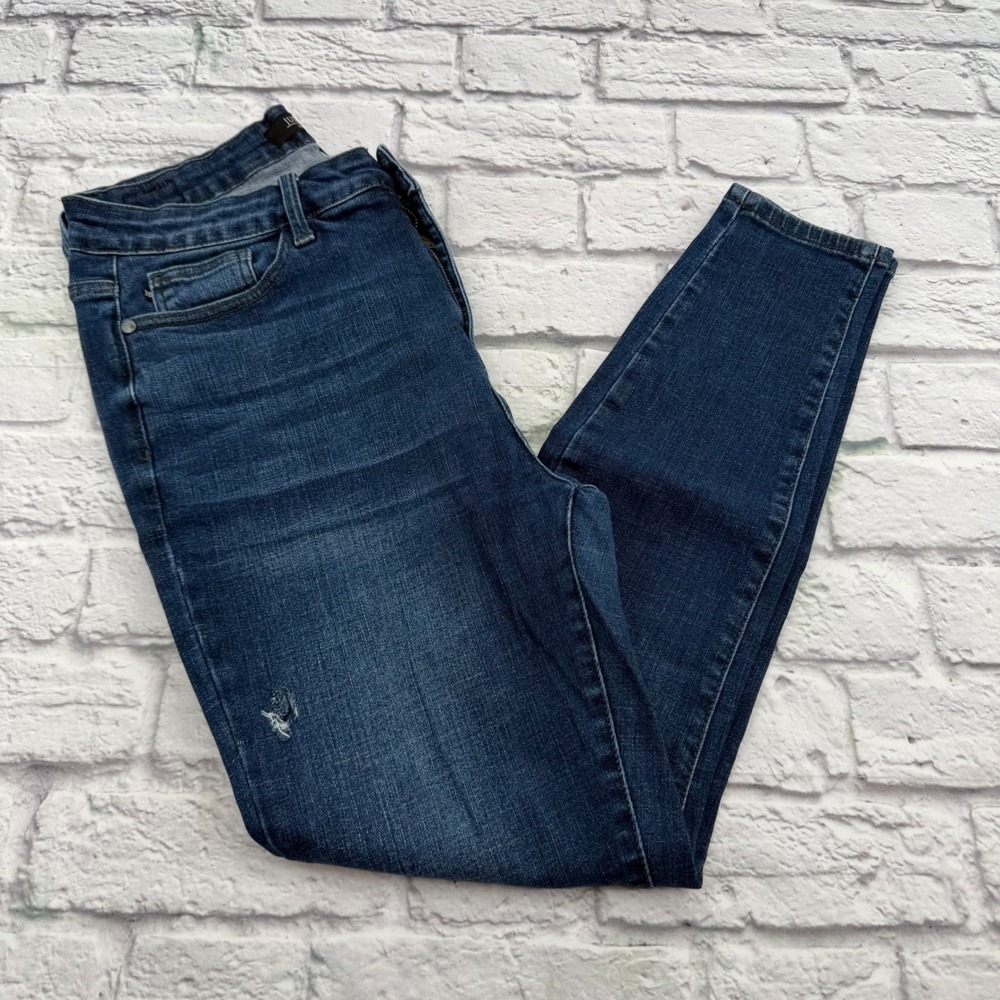 Judy Blue Womens High Rise Distressed Skinny Jeans Dark Wash Blue Size 15/32